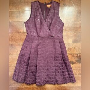 Kirna Zabete Target Purple Plum Jacquard Plunge V Neck Cocktail Dress A-Line 14